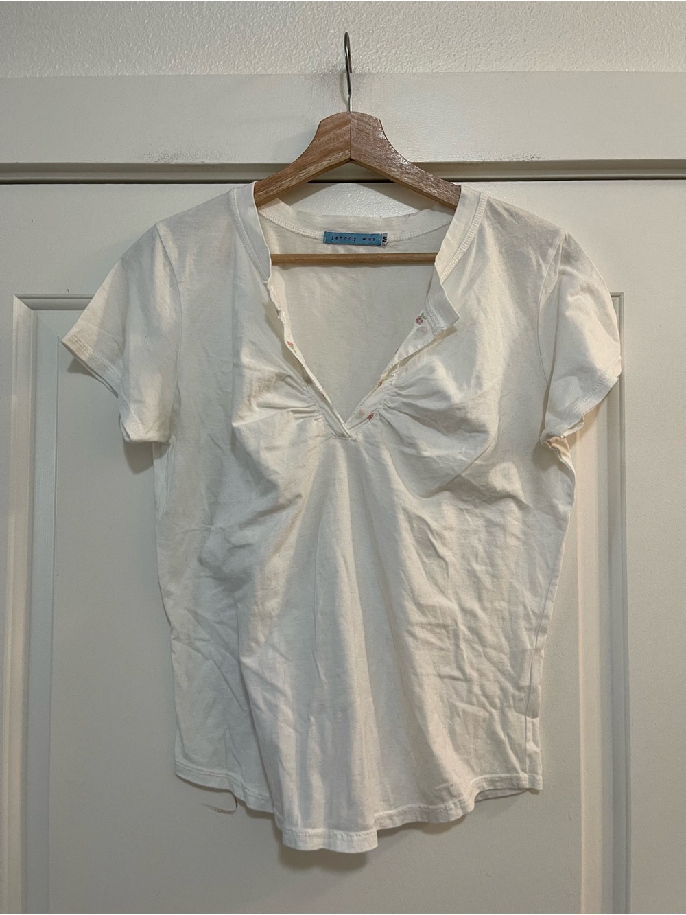 Johnny Was White V Neck Top